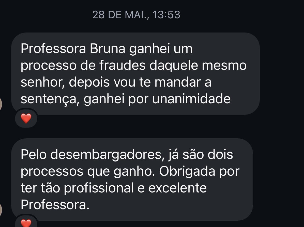 Print de aluna que ganhou processo de fraude por unanimidade